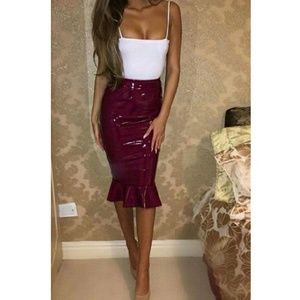 LaLa patent leather mermaid skirt